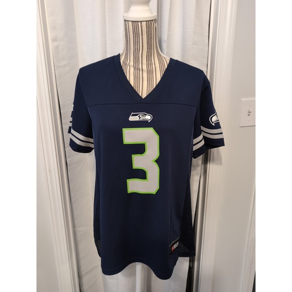 Nike Tops - Seattle Seahawks Nike Women Shirt Large Blue Russell Wilson #3 NFL Short Sleeve